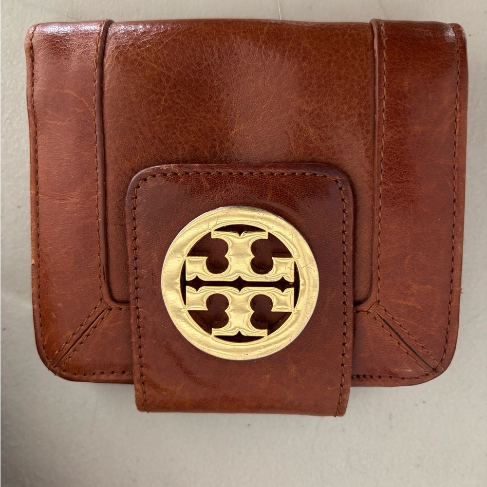 Tory Burch Brown Wallet with Gold Logo